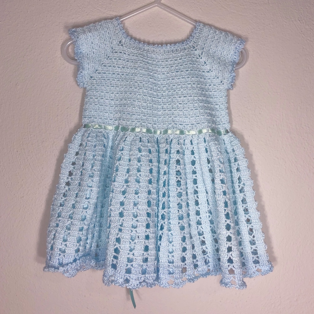 baby blue crochet dress
